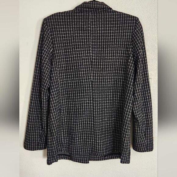 Sanctuary Johnnie Plaid Blazer Tweed Black Gray w/silver threads Size Small - Picture 11 of 11